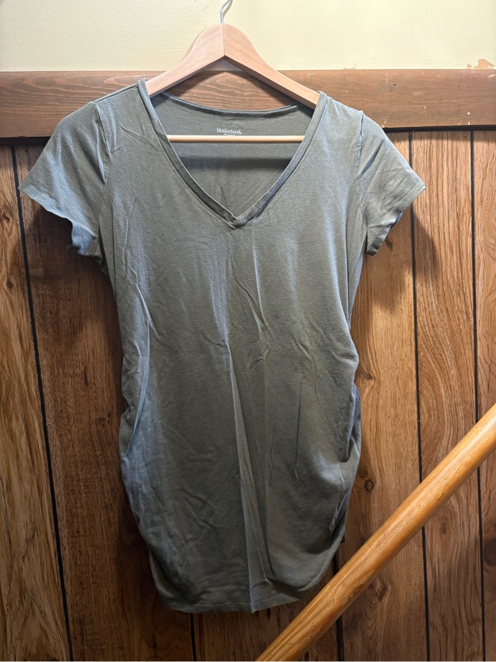 Motherhood Olive V-Neck Short Sleeve Maternity Tee